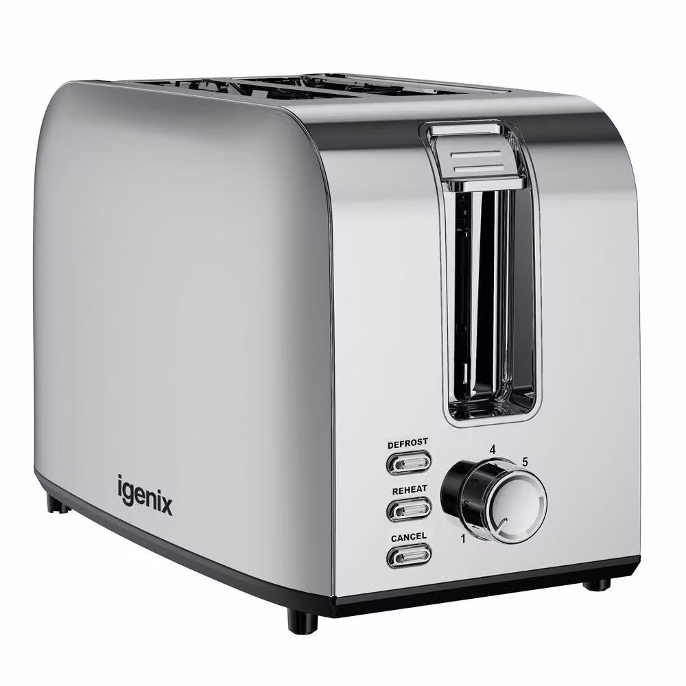 Igenix 2 Slice Stainless Steel Toaster with 750W Power in Silver – 2