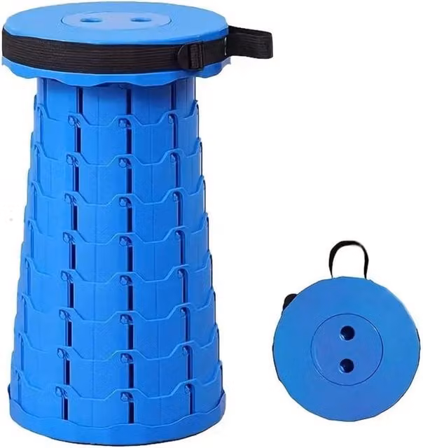 MantraRaj Portable Folding Stool with Carry Handle in Blue