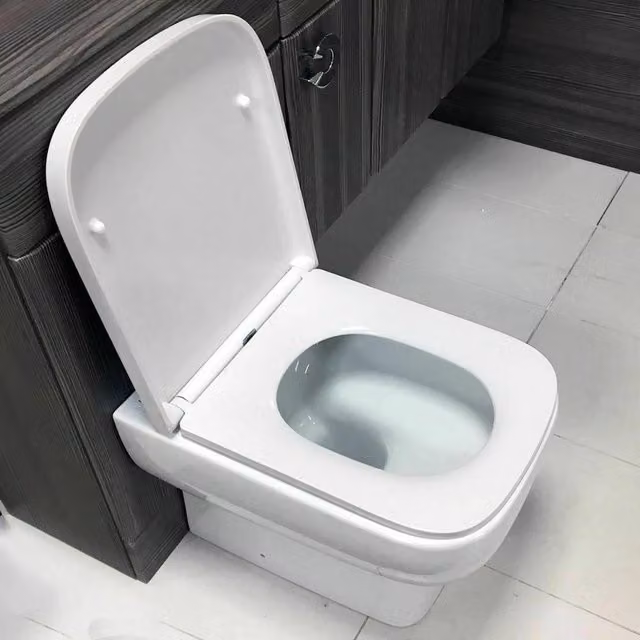 EONLION Square Soft Close Toilet Seat with Quick Release Hinges in White – 1
