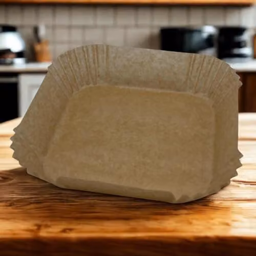 Home Source Non-Stick Disposable Air Fryer Parchment Paper Liners, 50 Square Brown Liners, W: 16 cm x D: 16 cm – 4