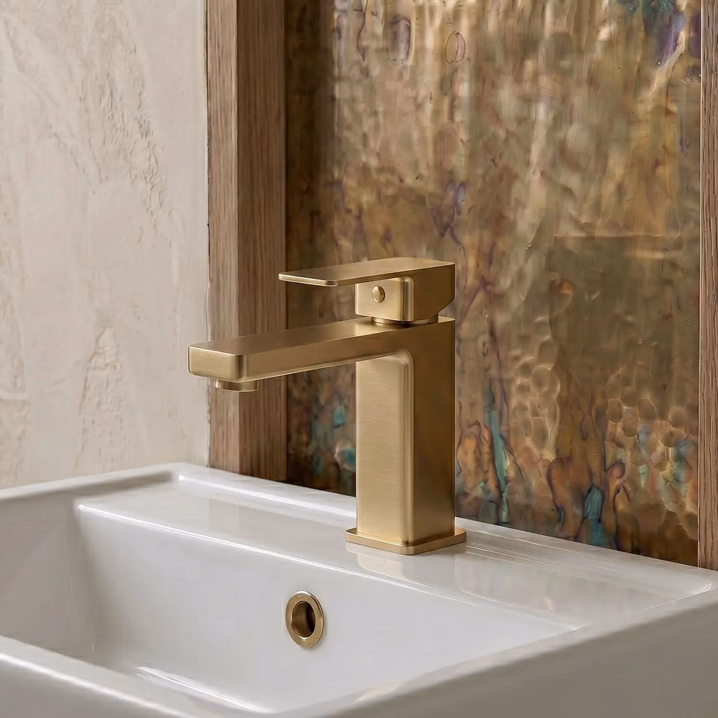 Balterley Square Mono Basin Mixer Tap with Dual Lever Control in Brushed Brass – 3