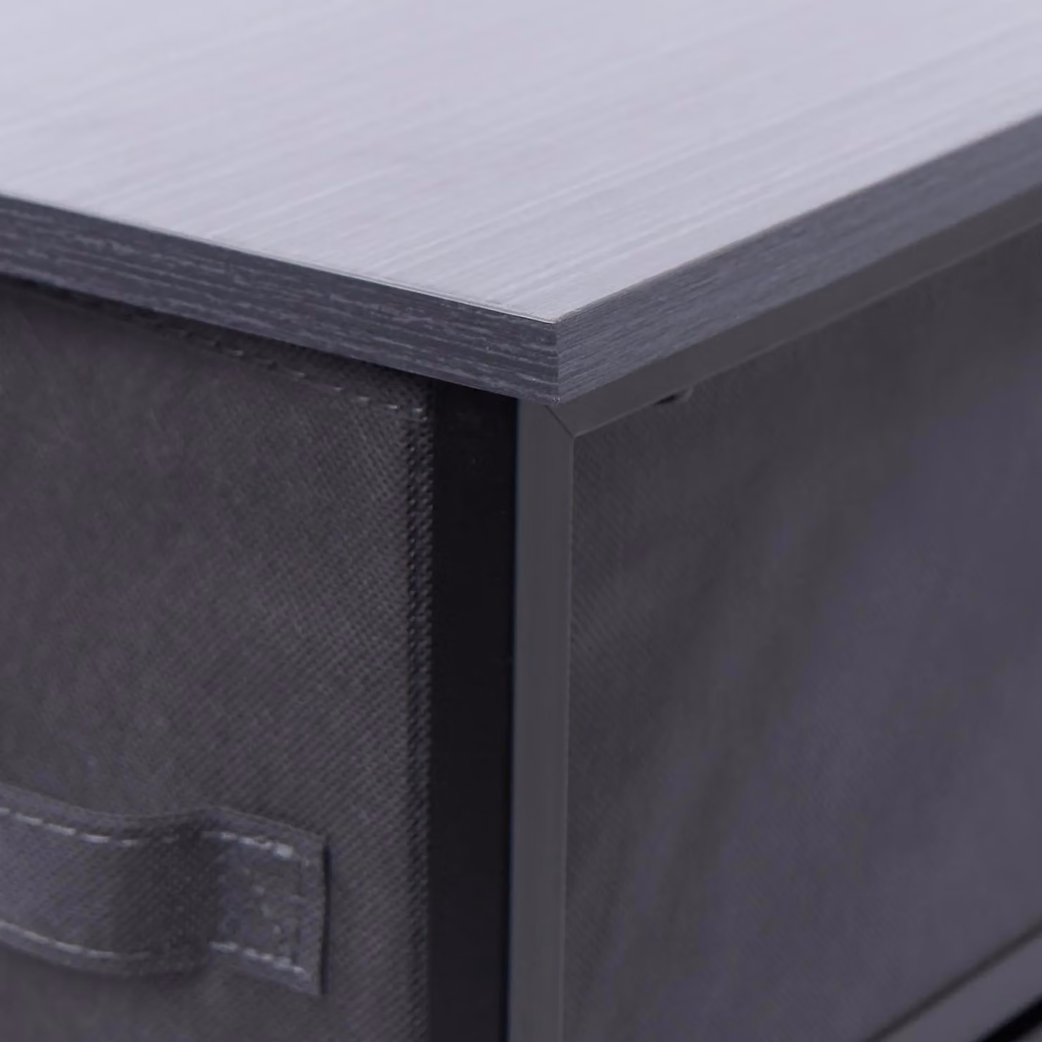 OHS Narrow 4 Drawer Storage Cabinet Bedside Table Unit Fabric Organiser in Light Grey – 4