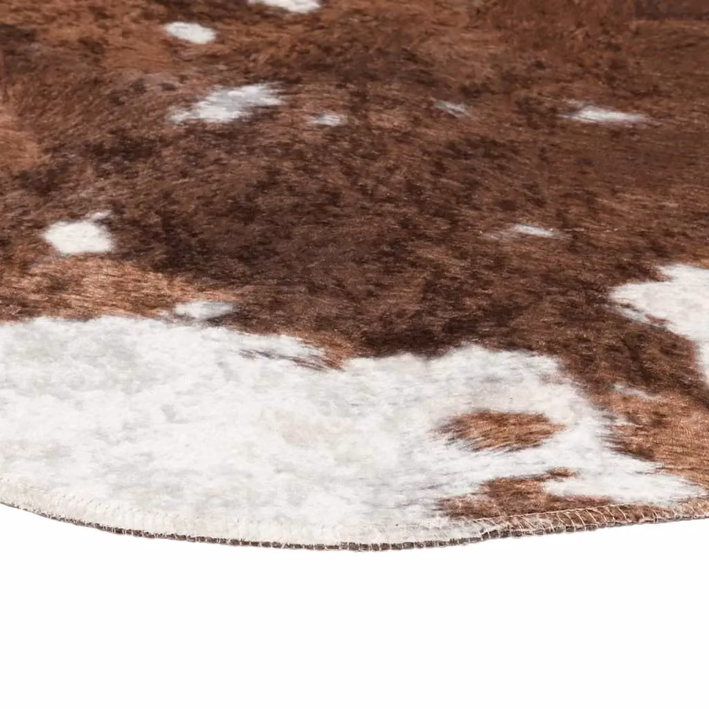 Berkfield Home Cow Pattern Washable Anti Slip Round Rug in Brown and White, Diameter: 100 cm – 3