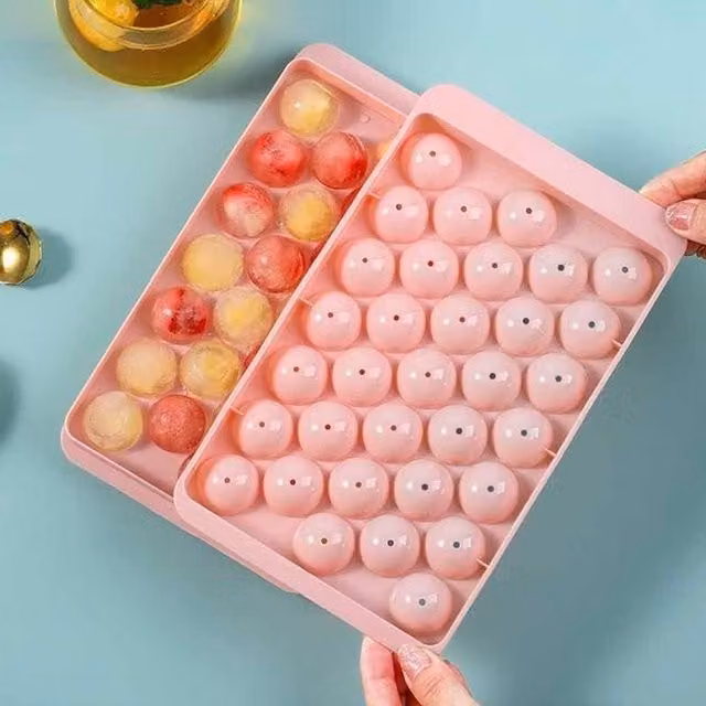 DS Living Mini Sphere Silicone Ice Cube Trays with Holder, Pink (Set of 2)