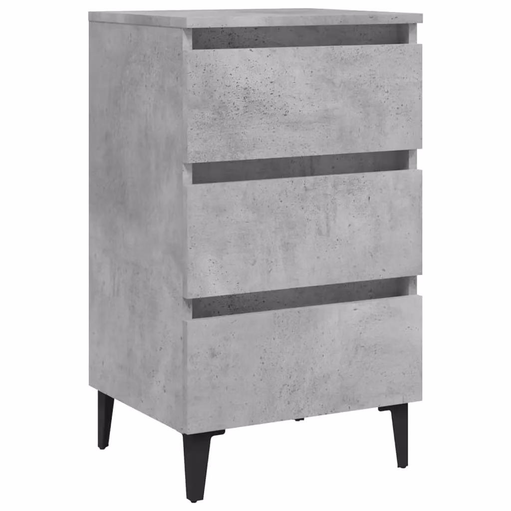 Berkfield Home Bed Cabinet with Metal Legs in Concrete Grey, W/D/H: 40 x 35 x 69 cm – 2
