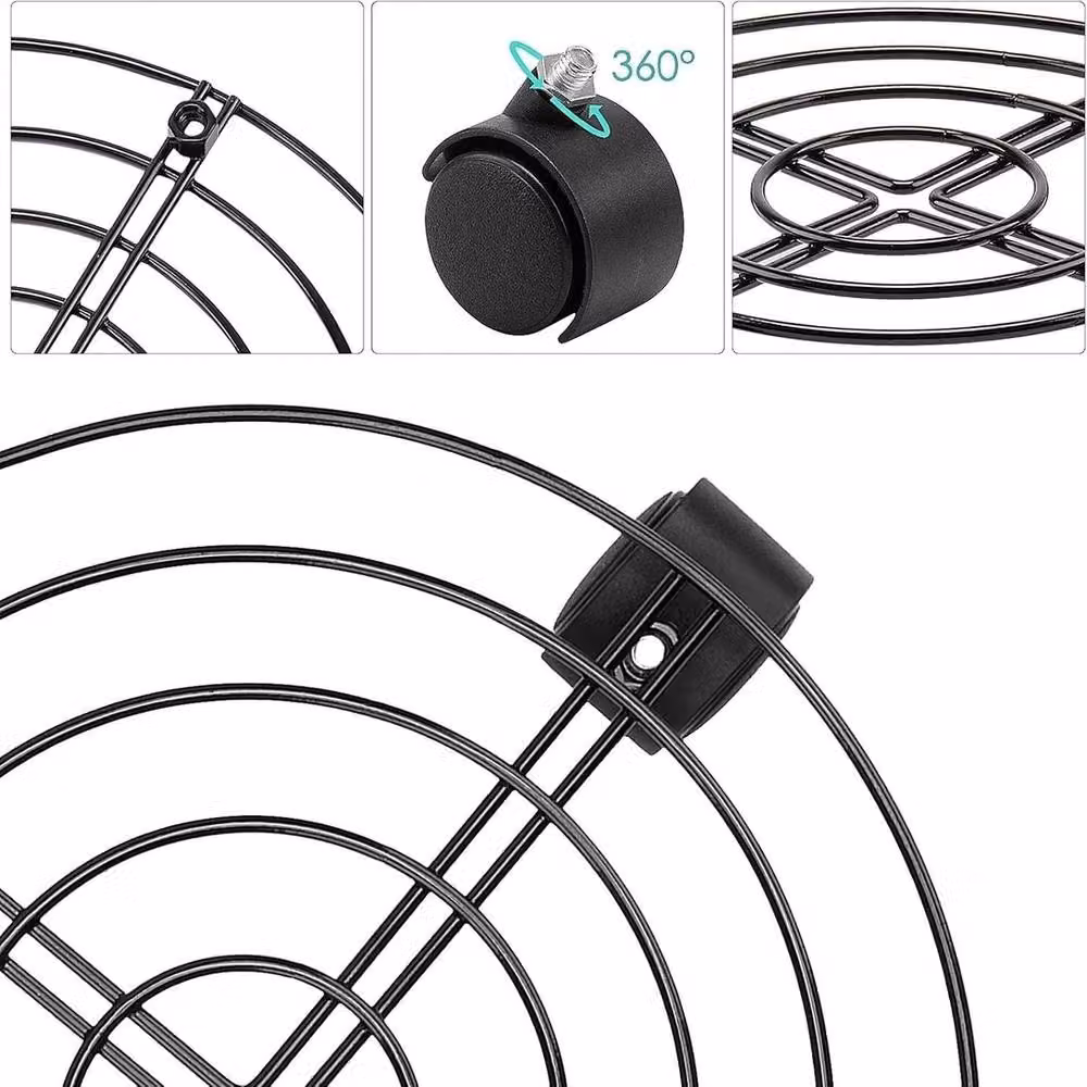 VOGREX 4 Pack Heavy Duty Round Metal Plant Caddy Stands on Wheels in Black, Diameter: 27 cm – 3