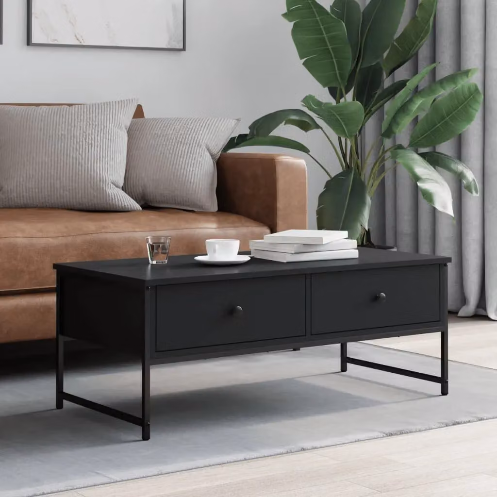 Berkfield Home Black Industrial Coffee Table, W: 101 cm, D: 49 cm, H: 39.5 cm – 3