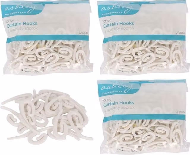 Ashley White Plastic Curtain Rod Hooks