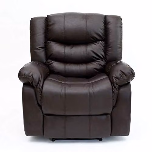 More4Homes Seattle High Back Bonded Leather 1 Seater Recliner Armchair, Brown – 6