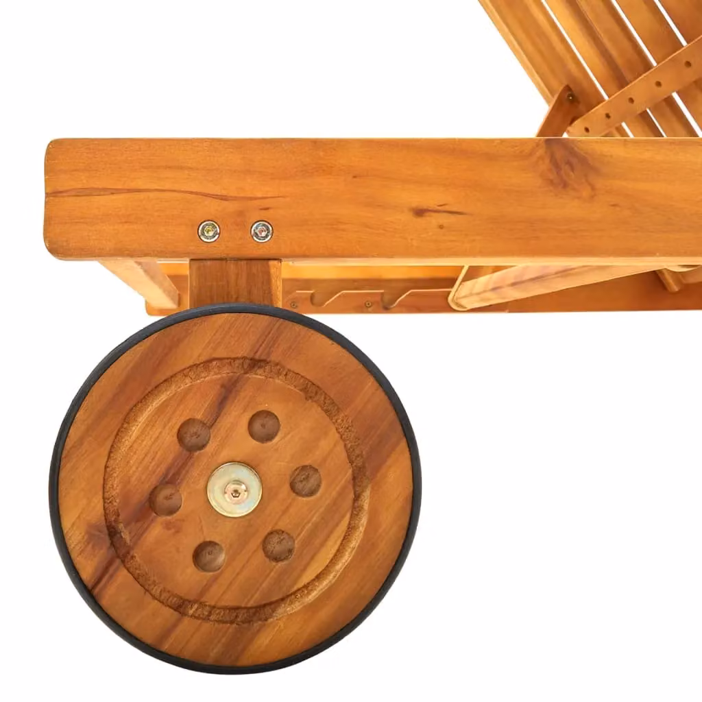 Berkfield Home Sun Lounger in Brown Solid Acacia Wood with Adjustable Headrest and Castors – 2