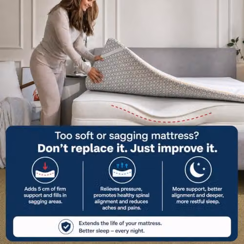 Brightr Titan Deluxe Firm Orthopaedic Mattress Topper, White, W: 135 cm x L: 190 cm, 8 cm Thickness – 3
