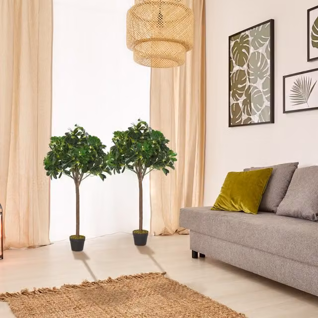 Outsunny Artificial Potted Bay Laurel Topiary, Green, Height: 120 cm