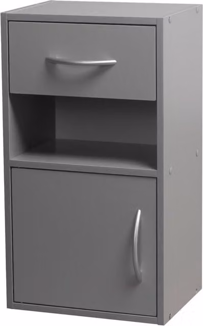 URBNLIVING Grey Oak Bedside Cabinet with Shelf