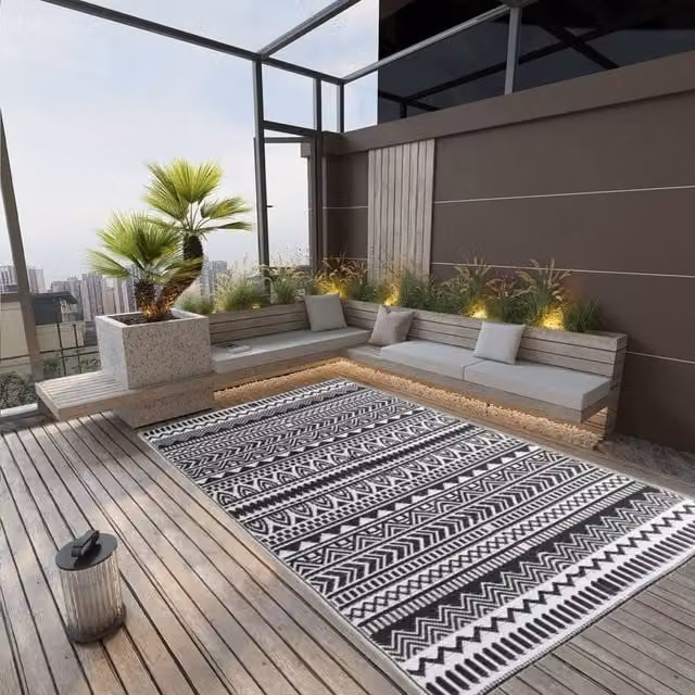 Berkfield Home Black Outdoor Polypropylene Rectangular Rug W: 190 cm, L: 290 cm – 1