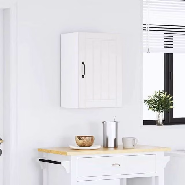 Berkfield Home Lucca White Wall Mounted Kitchen Cabinet with Hinged Doors and Internal Shelves, W/D/H: 60 x 31 x 40 cm