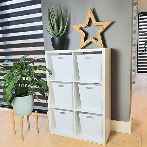 Wham Storage Studio Basket Cube 15.01 in White with Label Holder – 2