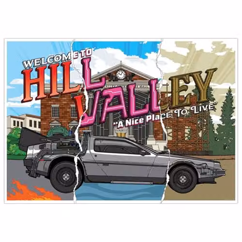 FaNaTtik Back to the Future 40th Anniversary Hill Valley Limited Edition and Numbered A3 Art Print, Multicolour – 3