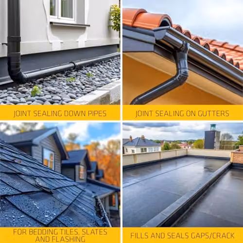 Everbuild Everflex Roof and Gutter Sealant and Adhesive, Black, 295 ml – 6