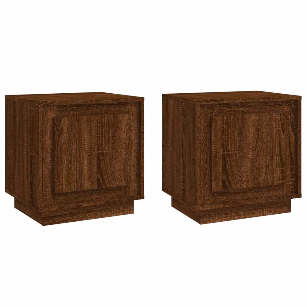 Berkfield Home Modern Bedside Cabinets, 2 Piece Set in Brown Oak, W/D/H: 44 x 35 x 45 cm – 2