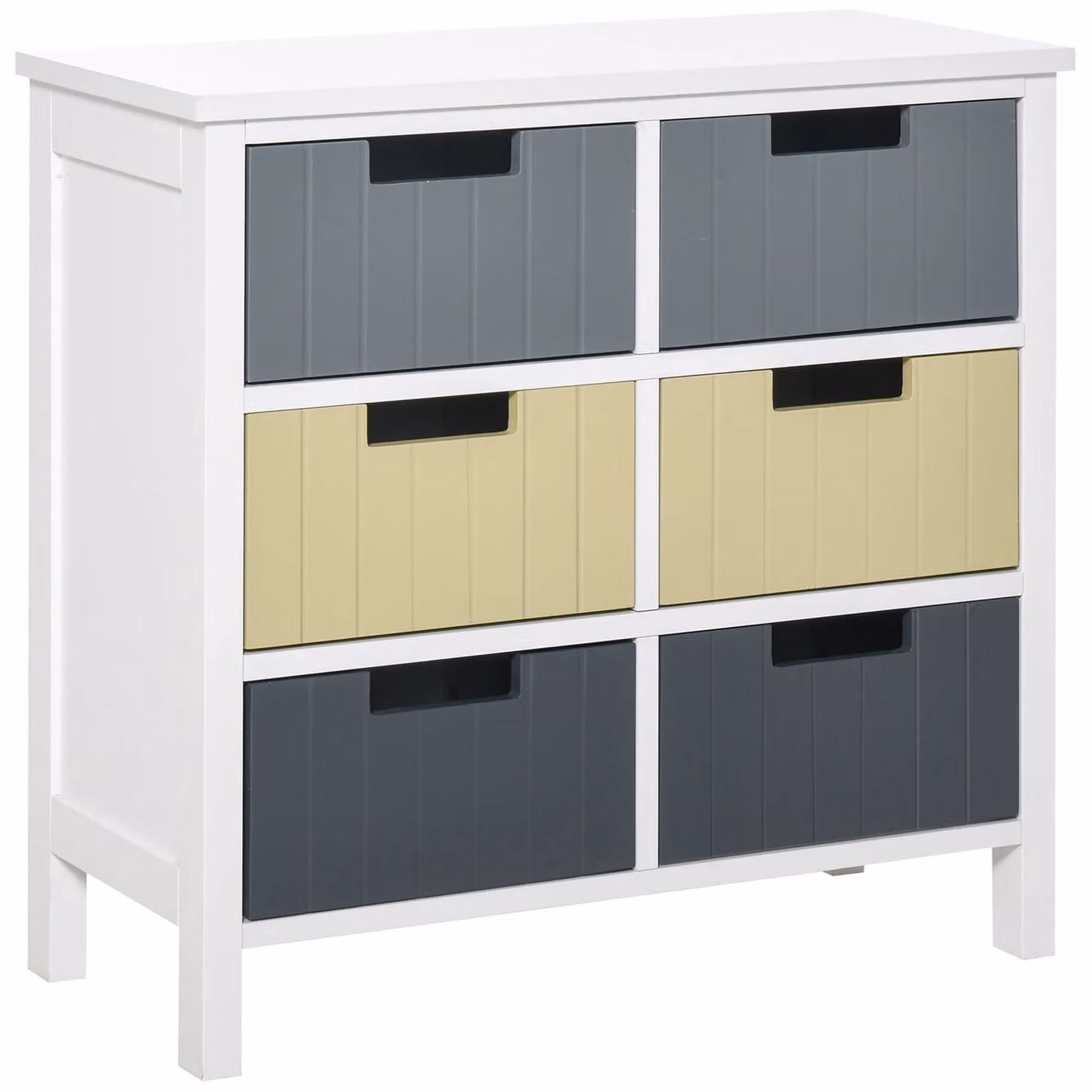 HOMCOM Multicolour Striped Chest of Drawers with 6 Detachable Drawers and Modern Matt Finish – 2
