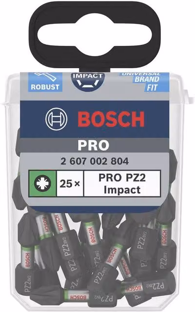 Bosch Pro PZ2 Impact Screwdriver Bit, 25 Pack, Black Steel – 1