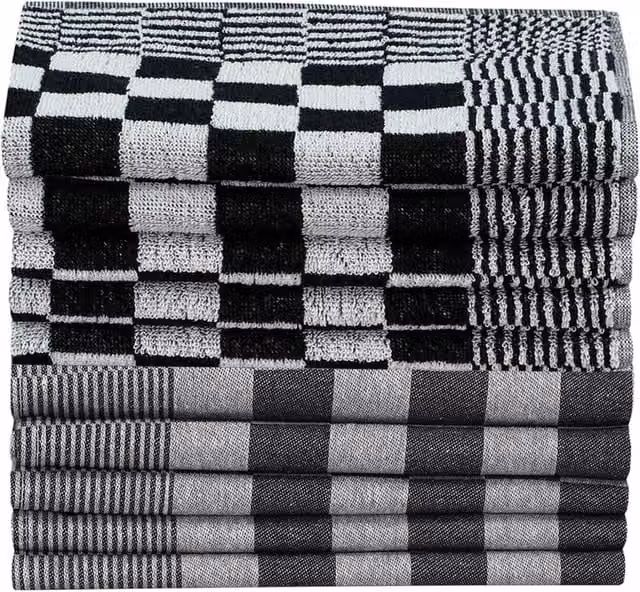 Berkfield Home 20 Piece Soft Cotton Towel Set in Black and White – 1