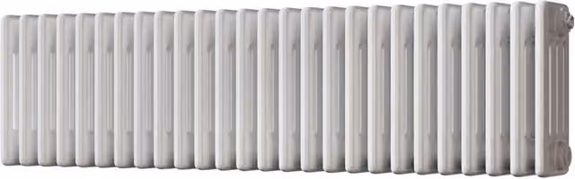 UK Radiators Alpha 4 Column Traditional Cast-Iron Style Steel Radiator, White, H: 300 mm, W: 1164 mm – 1
