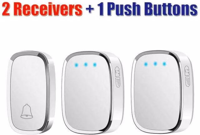 FLAVORA Wireless Plug In Doorbell with 2 Receivers and 1 Push Button in Silver