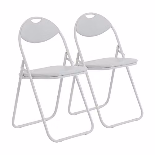 Harbour Housewares White Padded Folding Chairs, Pack of 2