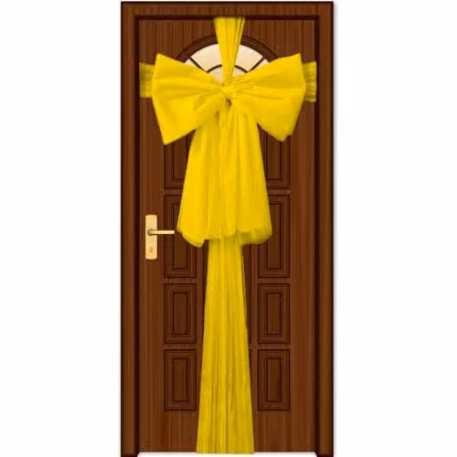 SHATCHI Gold Christmas Door Bow, 9m Giant Bow Door Cover for Christmas, Weddings and Parties