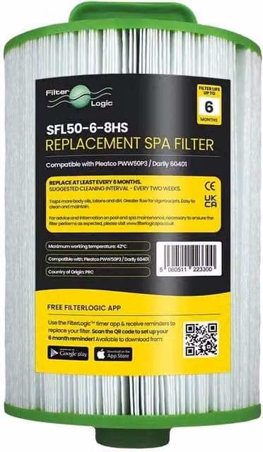 FilterLogic White Hot Tub Spa Filter Cartridge