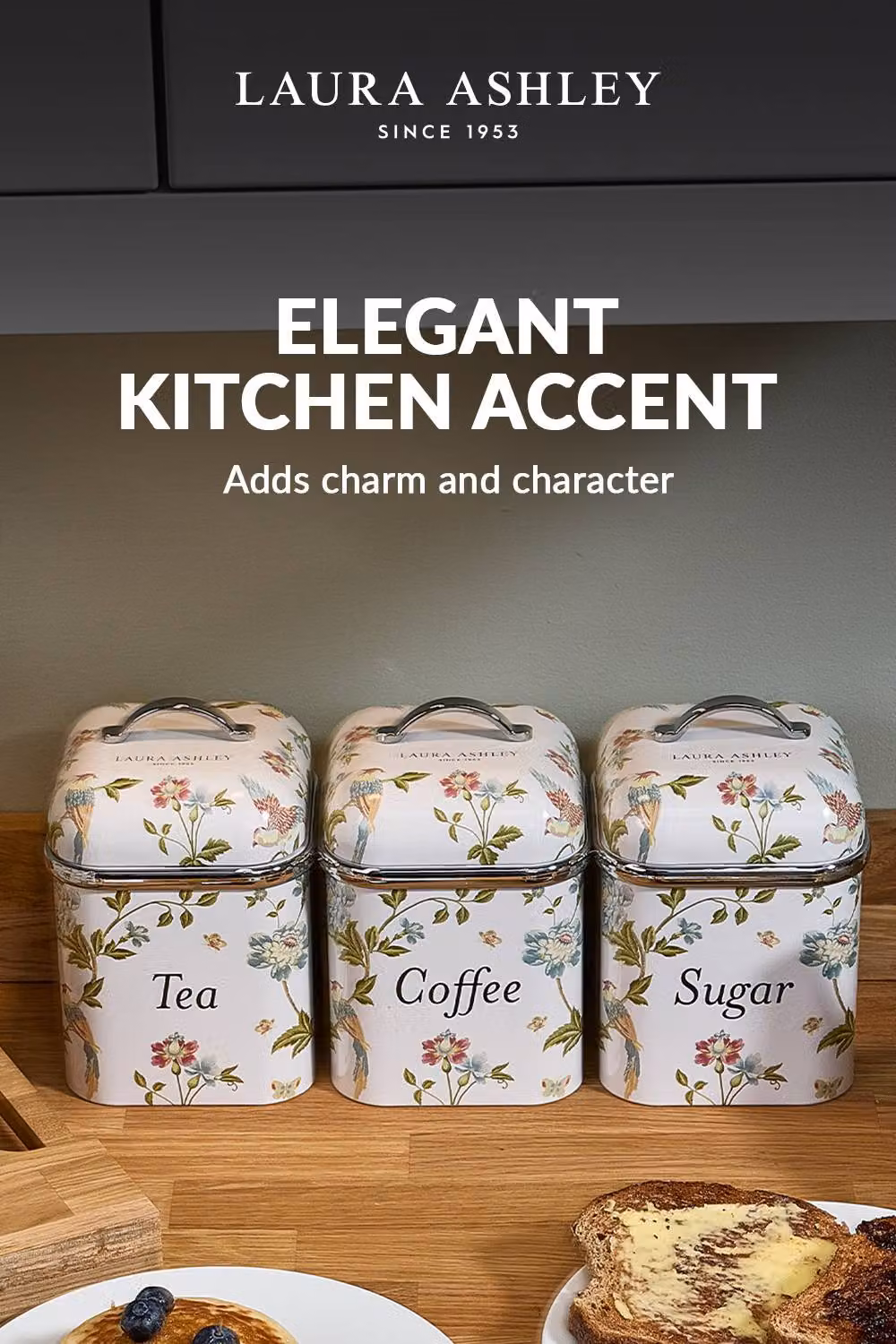 Laura Ashley Elveden Airtight Metal Canister Set in White and Multicolour – 4
