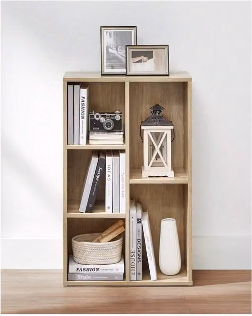 VASAGLE Yellow 5-Compartment Standing Bookshelf and Storage Shelf W/D/H: 80 x 50 x 24 cm
