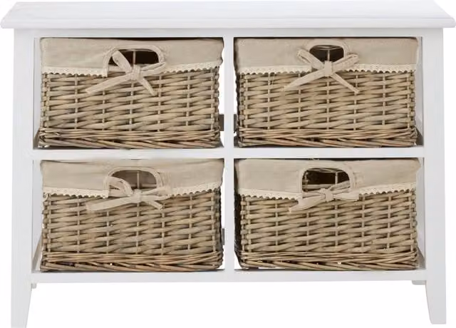 Orsina Minimalist 4 Drawer Compact Chest of Drawers in Sand and White