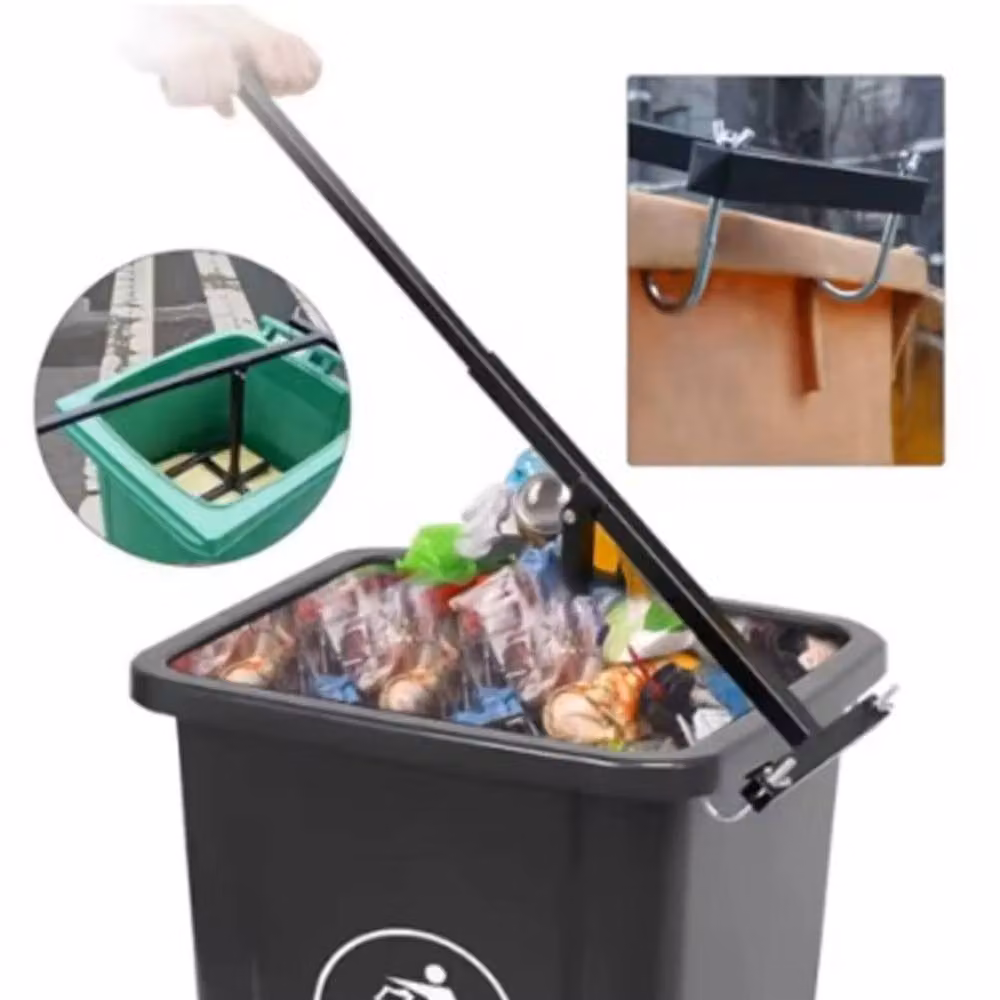 NESTLUNE Manual Wheelie Bin Compactor Household Rubbish Press in Black, H: 100 cm, W: 15 cm, D: 15 cm – 3