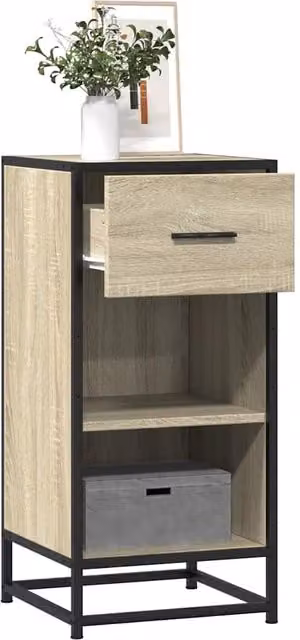 Berkfield Home Industrial Sideboard in Sonoma Oak and Brown, W/D/H: 35.5 x 35 x 76 cm