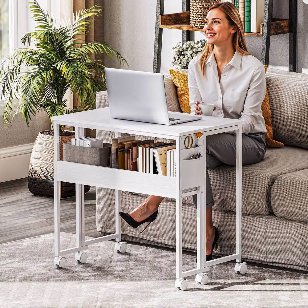 Rolipo White Drop Leaf Writing Desk – 6