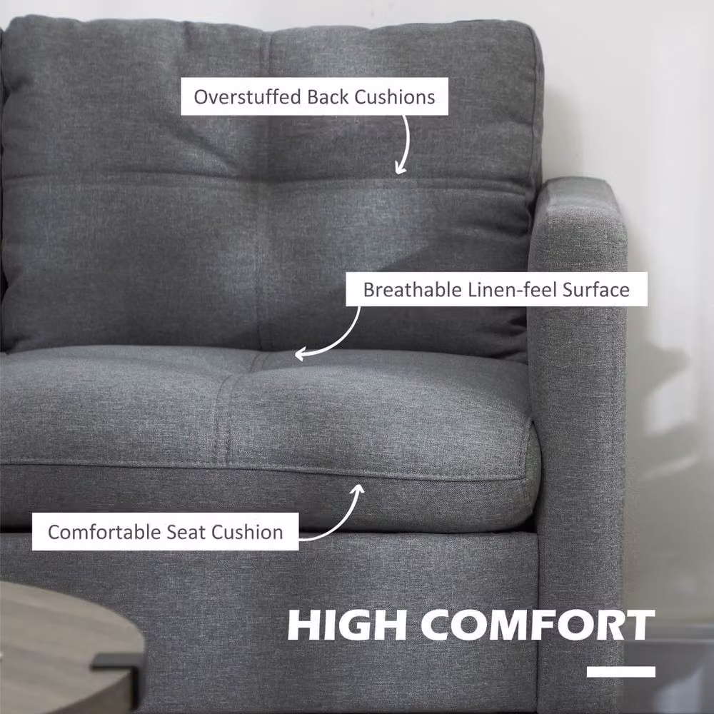 Wyld Haus Malala 2 Seater Loveseat Sofa in Grey Fabric with Steel Legs – 4