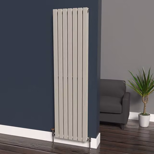 Lux Heat Flat Coloured Vertical Radiator in White, H 180 cm x W 49 cm