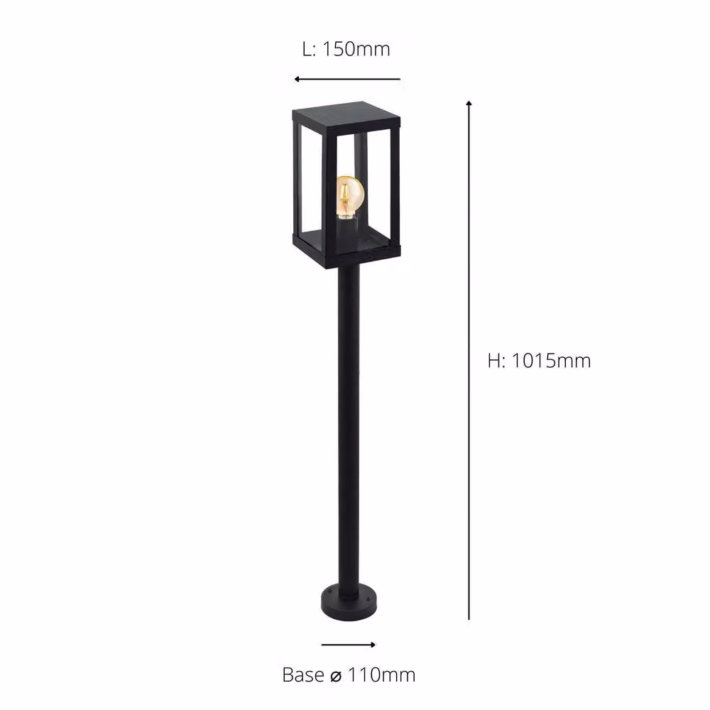 Eglo Alamonte 1 Black Metal and Glass Outdoor Floor Lantern for Gardens and Paths – 3