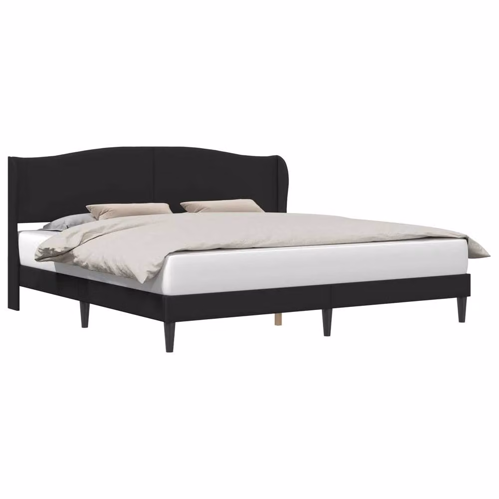 Berkfield Home Modern Upholstered Bed Frame with Headboard in Black Faux Leather W/D/H: 180 x 200 cm – 2