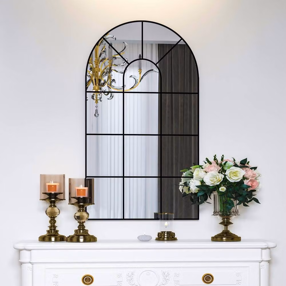 CASSILANDO Arched Window Wall Mirror in Black – 3