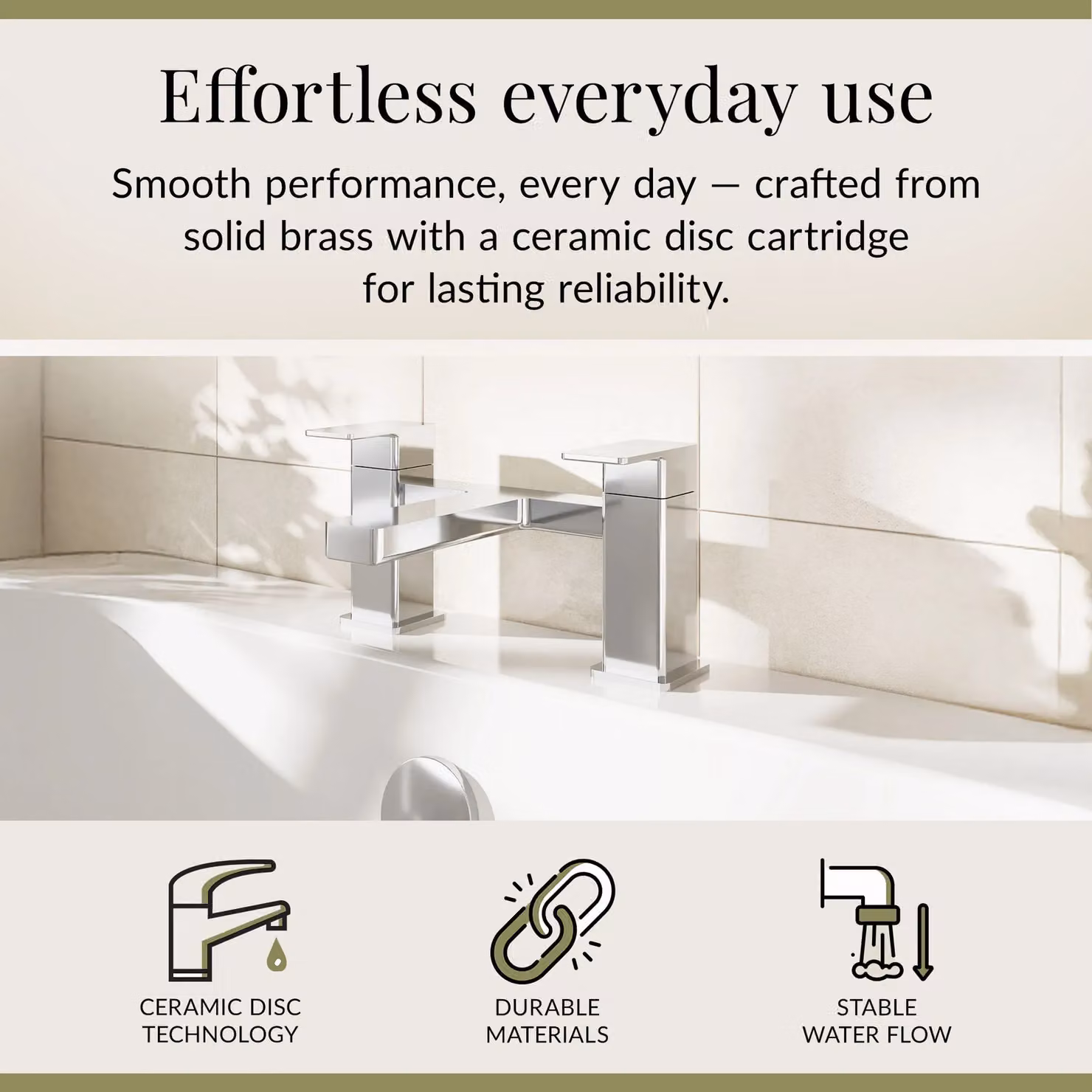 Balterley Square Deck Mounted Bath Filler Tap with Dual Levers in Chrome Silver – 2