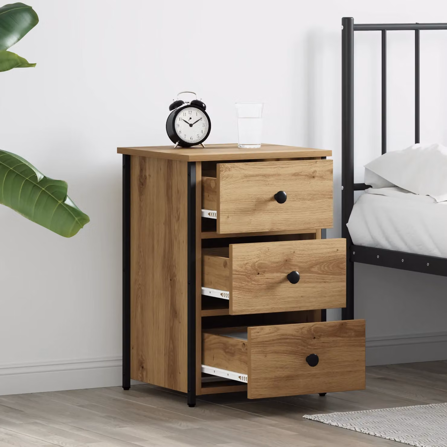 Berkfield Home Artisan Oak Bedside Table in Brown – 4