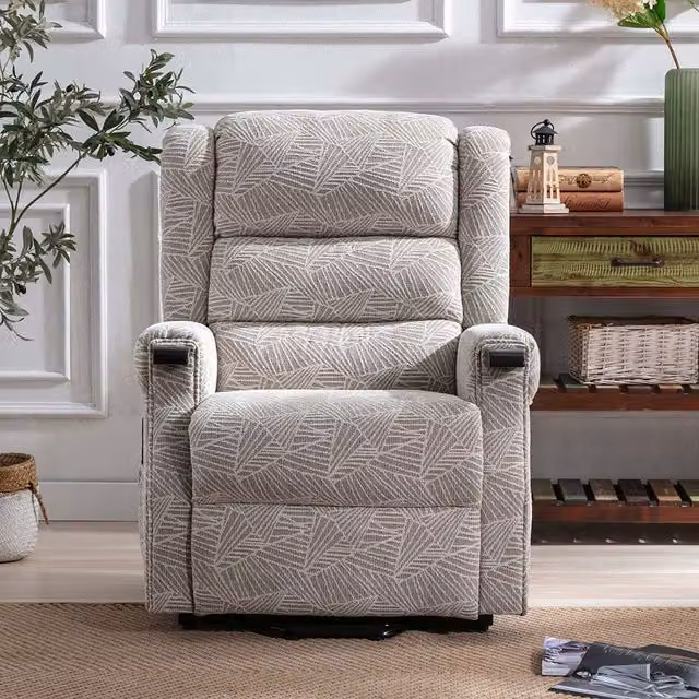More4Homes Ashfield Single Motor Electric Fabric Rise Recliner Chair in Cream