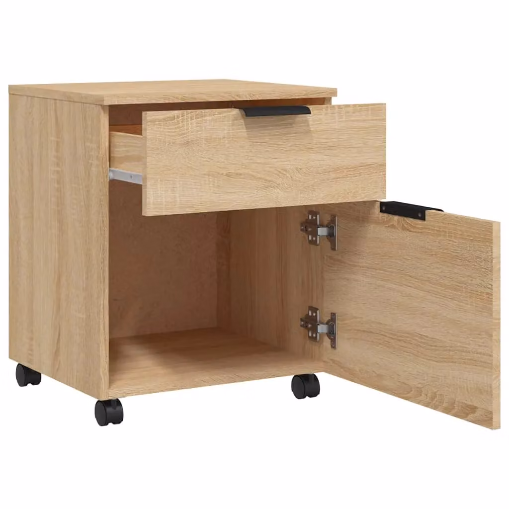Berkfield Home Mobile File Cabinet in Sonoma Oak Brown with Lock and Castors, W: 45 cm, D: 38 cm, H: 54 cm – 2