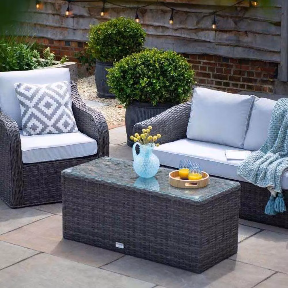 Primrose Living Classic Rattan 4 Seater Garden Furniture Sofa Set with Coffee Table in Stone Grey – 2