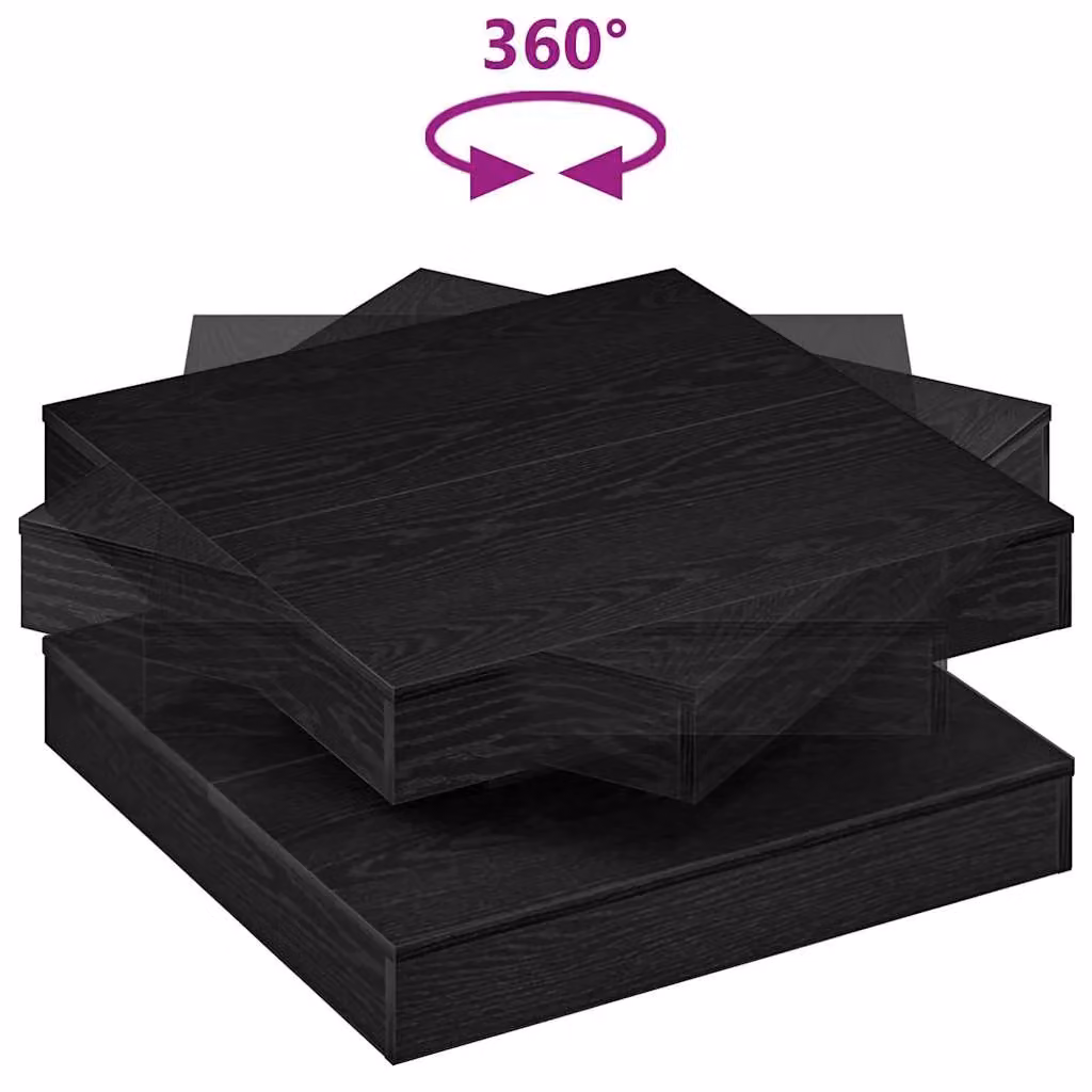 Berkfield Home Modern Black Rotating Square Coffee Table W/D/H: 70 x 70 x 34.5 cm – 4