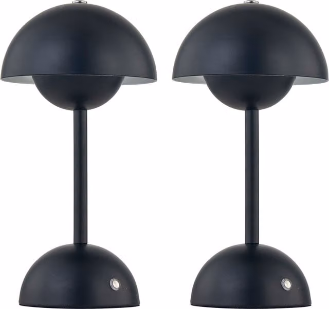 First Choice Lighting Eleanor Black LED Rechargeable Touch Table Lamps Twin Pack