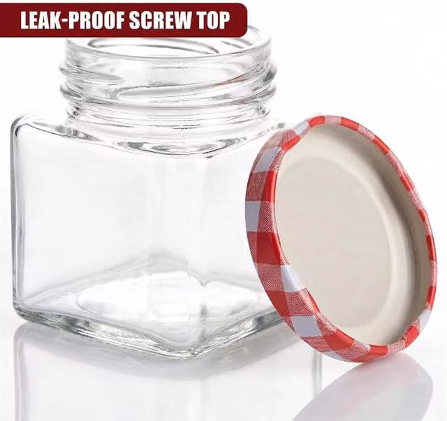 SPETLEK Small Clear Glass Jars with Leakproof Screw Top Lids, 75ml
